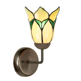 8104 ' Wandlamp Bronskleur met Tiffany kap Ø15cm Lovely Flower Yellow