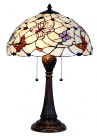 5365 * Tafellamp Tiffany H60 Ø41cm Pink Butterfly  op voorraad