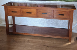 Sidetable met onderblad B170cm H80cm D45cm met onderblad - Massief Teakhout