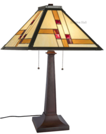 KT50 Tafellamp H67cm met Tiffany kap 46x46cm Quadratum