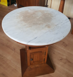 Tafel met marmerblad Ø70cm H74cm - Massief Teakhout