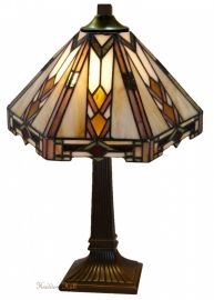 9113 T8830 Tafellamp Tiffany H37cm Ø25cm Art Deco motief