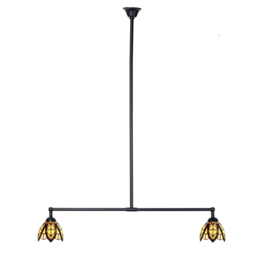 8119 ' Hanglamp Zwart B90cm met 2 Tiffany kappen Ø15cm Flow Souplesse