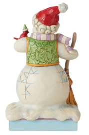 Seasons Twiitings - Snowman with Broom & Cardinal H19cm Jim Shore 6011161 retired *