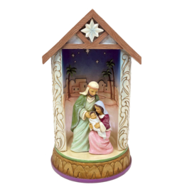 Small Holy Family in Lit Dome Jim Shore 6012947 + verlichting retired,  beperkte productie *