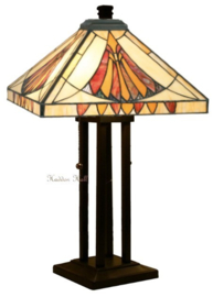 CT10273 *Tafellamp H62cm met Tiffany kap 36x36cm Art Deco Sun