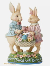 Bunny Couple with Basket H21cm Jim Shore 6014389  made in 2023 , retired