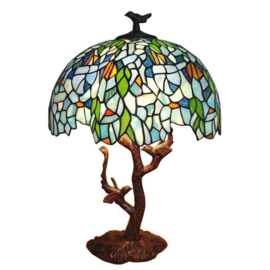6115 * Tafellamp Tiffany H49cm Ø42cm Birds Love Wisteria