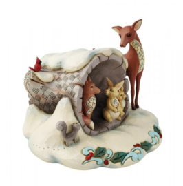 Winter Wonderland Hollow Log with Animals - Jim Shore 6009487 retired *