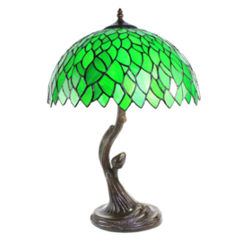 6224 Tafellamp Tiffany H57cm Ø41cm Green Leaves