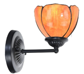 8205 * Wandlamp Zwart met Tiffany kap Ø17cm Tulipa