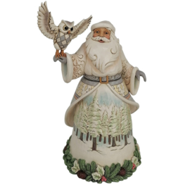 White Woodland Santa with Owl "Santa's  Woodland Messenger" Jim Shore 6017171