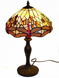 1100 9318  *Tafellamp Tiffany H48cm Ø30cm Beige Dragonfly