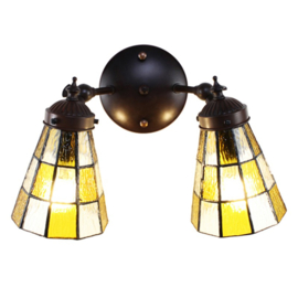 6216 * Wandlamp met 2 Tiffany kappen Ø12cm Flavum