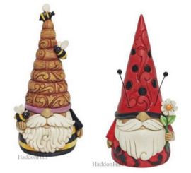 Gnome with Bees & Ladybug Gnome - Set van 2 Jim Shore beelden retired , laatste set