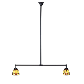 8118 Hanglamp Zwart B90cm met 2 Tiffany kappen Ø13cm Parabola '