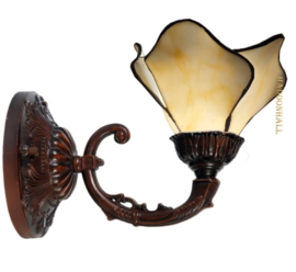 6048 8829  Wandlamp Bruin met Tiffany kap Ø21cm Flower Beige