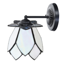 8198  Wandlamp Moonlight Zwart met Tiffany kap Ø13cm White Lotus '