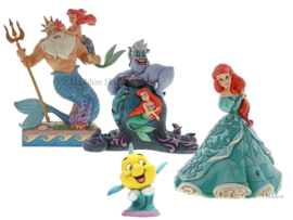 Ariel - Set van 4 beelden -Triton&Ariel , Ursula & Ariel Treasure Keeper & Flounder  Jim Shore all retired *