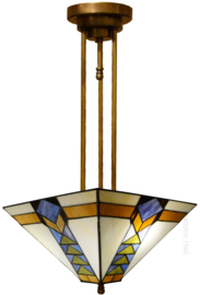 7855 Hanglamp met Tiffany kap 37x37cm Pyramide