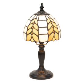 5992 * Tafellamp Zwart H29cm met Tiffany kap Ø14cm Treccia