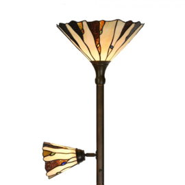 6319 * Vloerlamp H178cm met 2 Tiffany kappen Ø36 en Ø16cm Delta