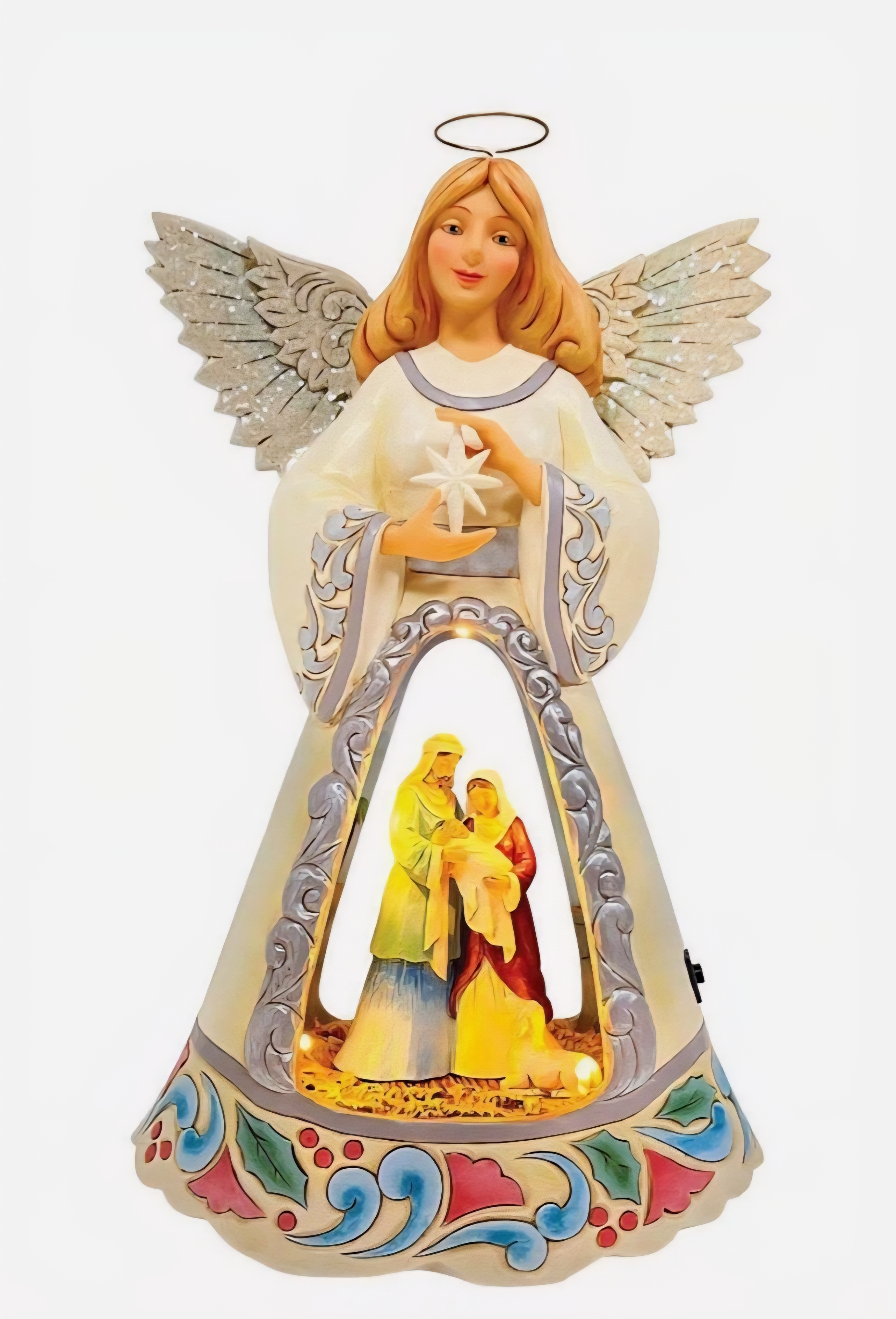 White Woodland Angel Blanke huidskleur Diorama H26cm Jim Shore 6015513 , met verlichting