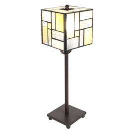 6190 *Tafellamp H28cm met Tiffany kap 13x13cm Cube