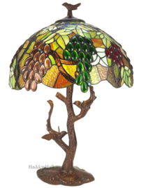 6130 *Tafellamp Tiffany H60cm met Tiffany kap Rond Ø40cm Birds Love Grapes