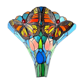 6137 Wandlamp Tiffany H37cm B35cm Butterflies & Tulips