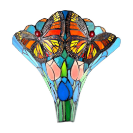 6137 * Wandlamp Tiffany H37cm B35cm Butterflies & Tulips