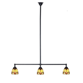 8118 Hanglamp Zwart B90cm met 3 Tiffany kappen Ø13cm Parabola '