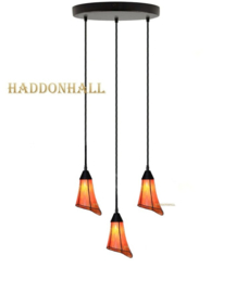 9210 Rozet Ø25cm met 3 Tiffany kappen Ø12cm Calla Orange- Hanglamp '