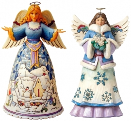 Set van 2 Engelen H25cm "Winter`s Wonders"&"May Blessings Fall Upon You" Jim Shore *