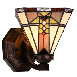 6100 * Wandlamp met Tiffany kap 17x17cm Schuitema