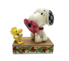 "Love and Laughter" Snoopy with Heart on Rose H12,5cm Jim Shore 6016259