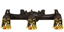 9920 1125 * Wandlamp B70cm met 3 Tiffany kappen Ø12cm "Libelle"