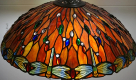 5466 Tafellamp Amphoor H60cm met Tiffany kap Ø45cm Red Glass Dragonfly