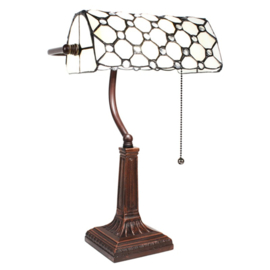 5687 * Bureaulamp met Tiffany kap Creme Pearl