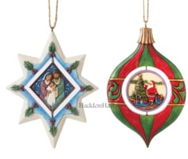 Set van  Jim Shore Rotating Hanging Ormanets - Holy Family & Santa