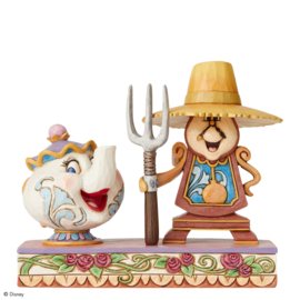 Belle - Mrs. Potts & Cogsworth  Workin'Round the Clock  13cm Jim Shore 6002813 retired *