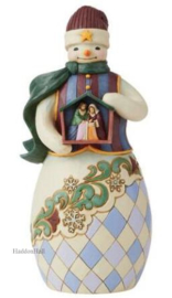 "Embrace the Merry Miracle" Snowman Holding Nativity H25cm Jim Shore 6009402