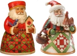 Set van 2 Pint Santa's H13cm "Cozy Christmas"&"A Christmas to Crow About"Jim Shore *