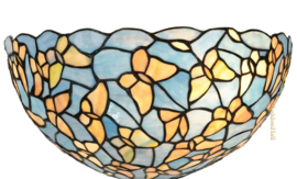 8839 Vloerlamp Uplight Zwart  H147cm  met Tiffany kap Ø35cm Fly Away
