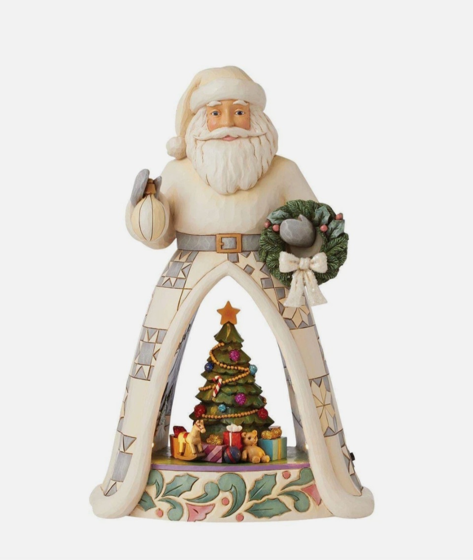 White Woodland Kerstman Blanke huidskleur Diorama H29 cm Jim Shore 6015453  , uitverkocht.