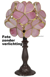 6065 * Tafellamp Tiffany H38cm Ø21cm Flower Pink
