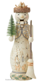 White Woodland Snowman Nutcracker H26,5cm Jim Shore 6008863 retired *