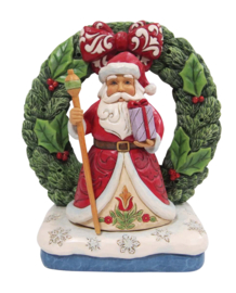 Santa in Wreath with Lights H18cm Jim Shore 6012937 retired, met verlichting *