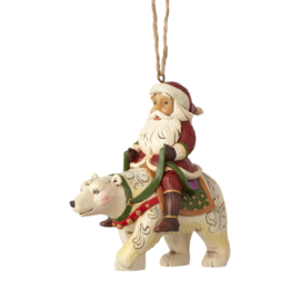 Santa Riding Polar Bear Ornament H9cm Jim Shore 6001507 * Retired