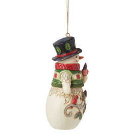 Snowman with Cardinal Ornament H11cm Jim Shore 6015542 *